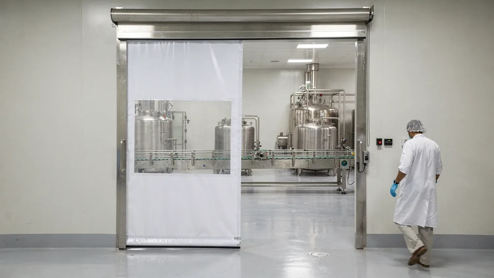 Food-grade stainless steel high-speed door between hygienic processing halls